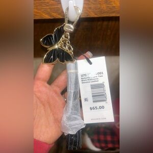 Brahmin Black and Gold Butterfly Keychain